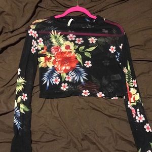 Sheer floral crop top